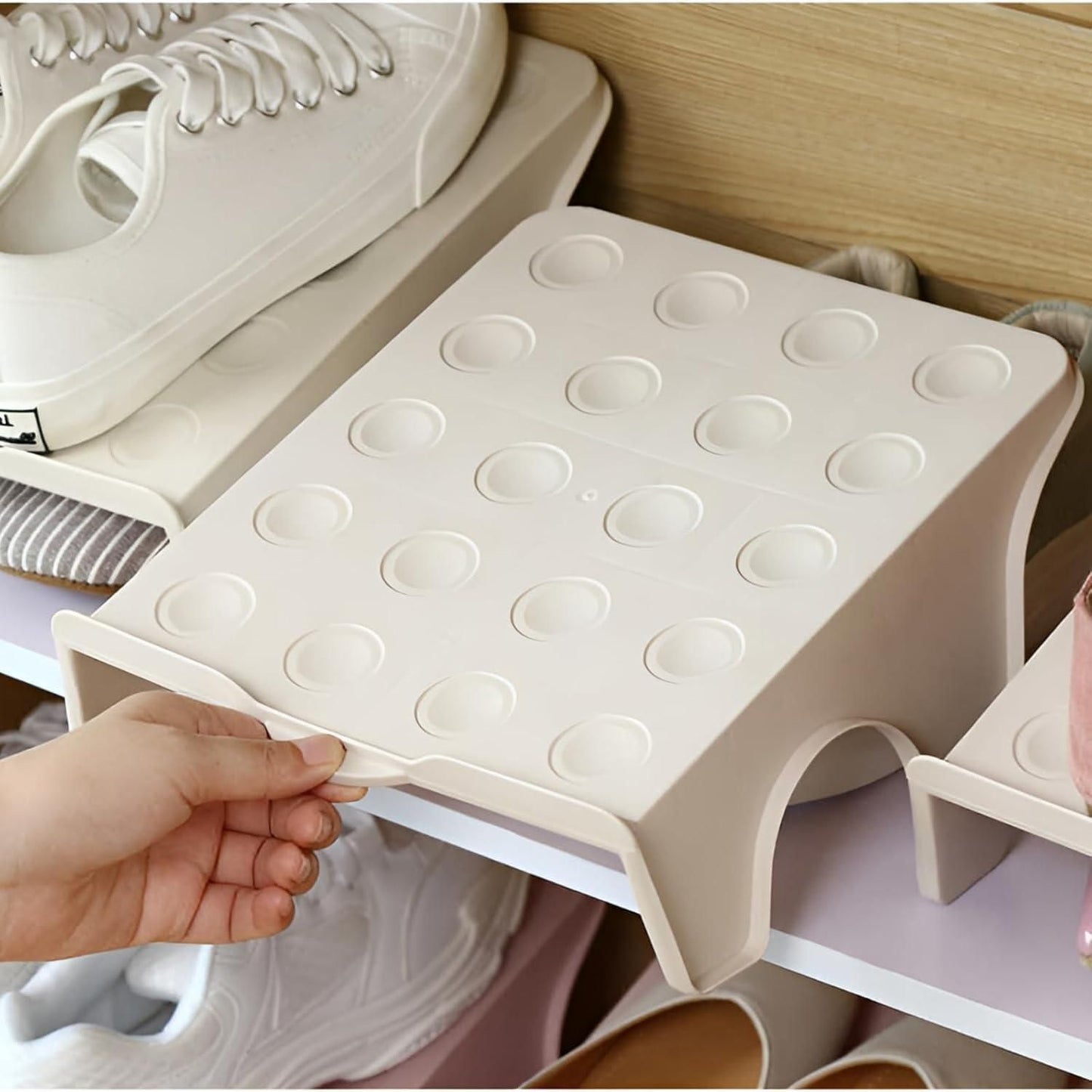 Double Layer Free Standing Shoes Slippers Stacker