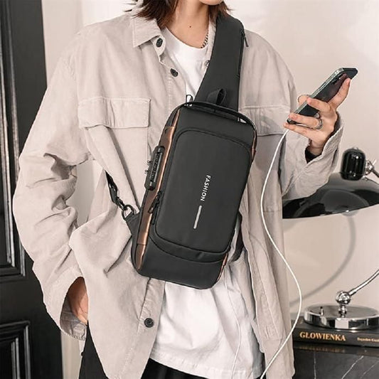 Sling Bag with USB Charging for Men & Women